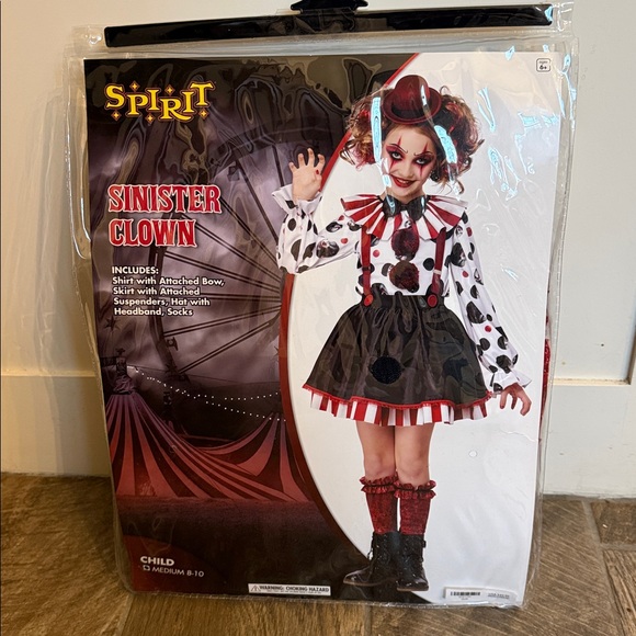 Girls Spirit Sinister Clown Costume Size Medium 8-10 - Picture 7 of 11